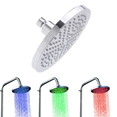 B2 8 Inch Single Function Blue Green Red Color Rainfall LED Shower Head Chrome